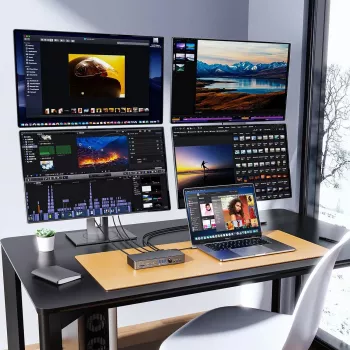 ORICO DKA22-V1-EU-BK-EP docking station USB-C 10Gbps DisplayLink com 4x ecrãs 4K@60Hz e 60W Power Delivery