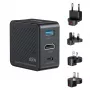 Hub carregador de viagem GaN 3-em-1 UNITEK P1242ABK01 65W com HDMI 4K@60Hz, USB-A e USB-C