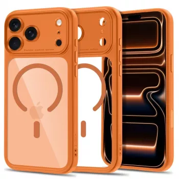 Capa Tech-Protect MagPeak MagSafe CC para iPhone 17 Pro Max / 18 Pro Max - Cosmic Orange/transparente