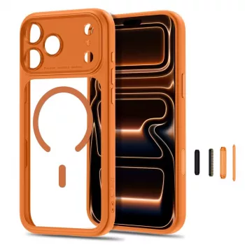 Capa Tech-Protect MagPeak MagSafe CC para iPhone 17 Pro Max / 18 Pro Max - Cosmic Orange/transparente