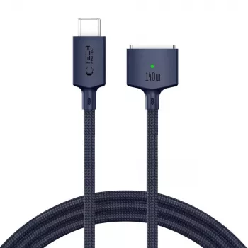 Cabo magnético para MacBook TECH-PROTECT MMC01 Ultraboost USB-C para MagSafe 3 140W 300cm azul meia-noite