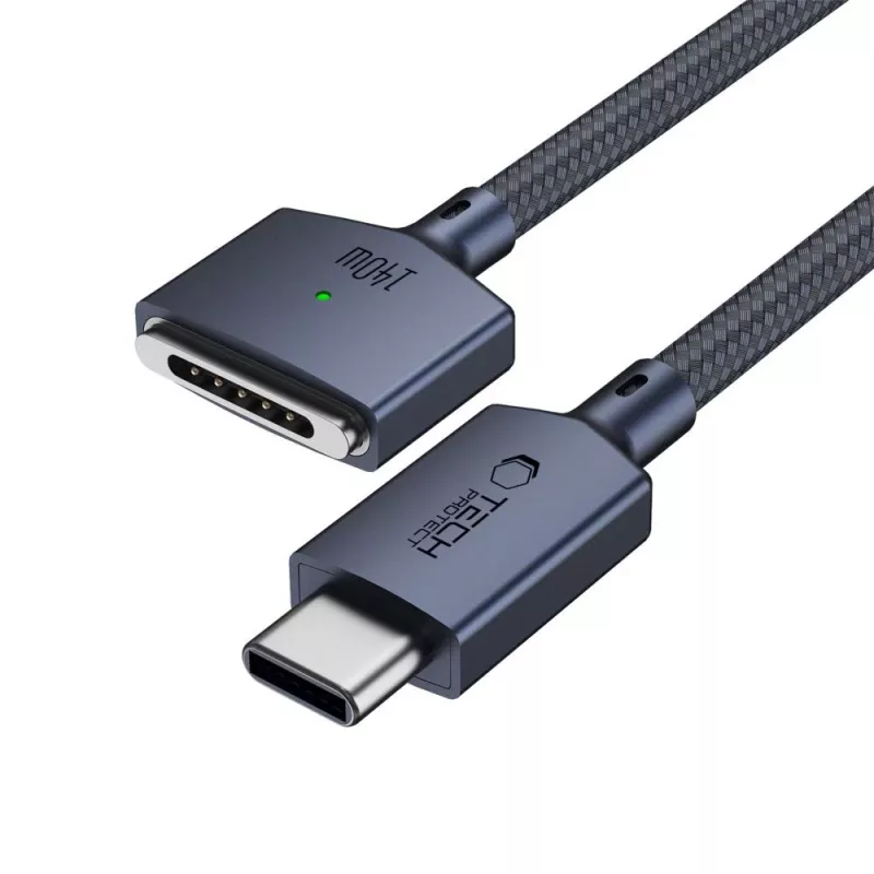 Cabo magnético para MacBook TECH-PROTECT MMC01 Ultraboost USB-C para MagSafe 3 140W 300cm azul meia-noite