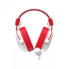 Auscultadores gaming com fios HAV H2002d com drivers de 50 mm, LED RGB, microfone com isolamento de ruído, branco/vermelho