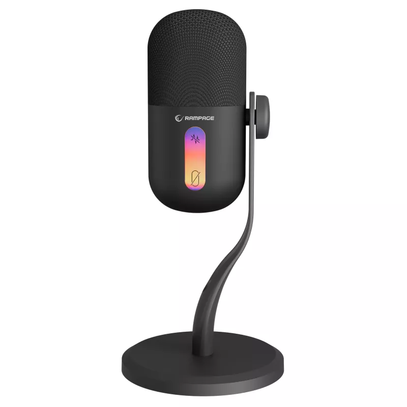 Rampage ARPEJ microfone de condensador gaming com braço articulado, RGB, preto