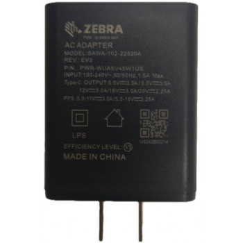 Zebra fonte de alimentação USB Type-C com ficha do Reino Unido e cabo USB-C usado