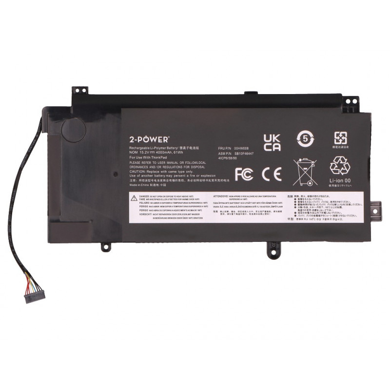 2-power pack de bateria principal Lenovo ThinkPad Yoga 15 20DQ 20DR - bateria - 61 mAh (2P-00HW008)
