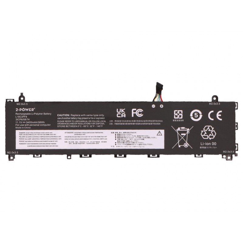 2-power Bateria principal Lenovo IdeaPad S340-13IML 81UM - Bateria - 3.400 mAh (2P-L18M3PFB)