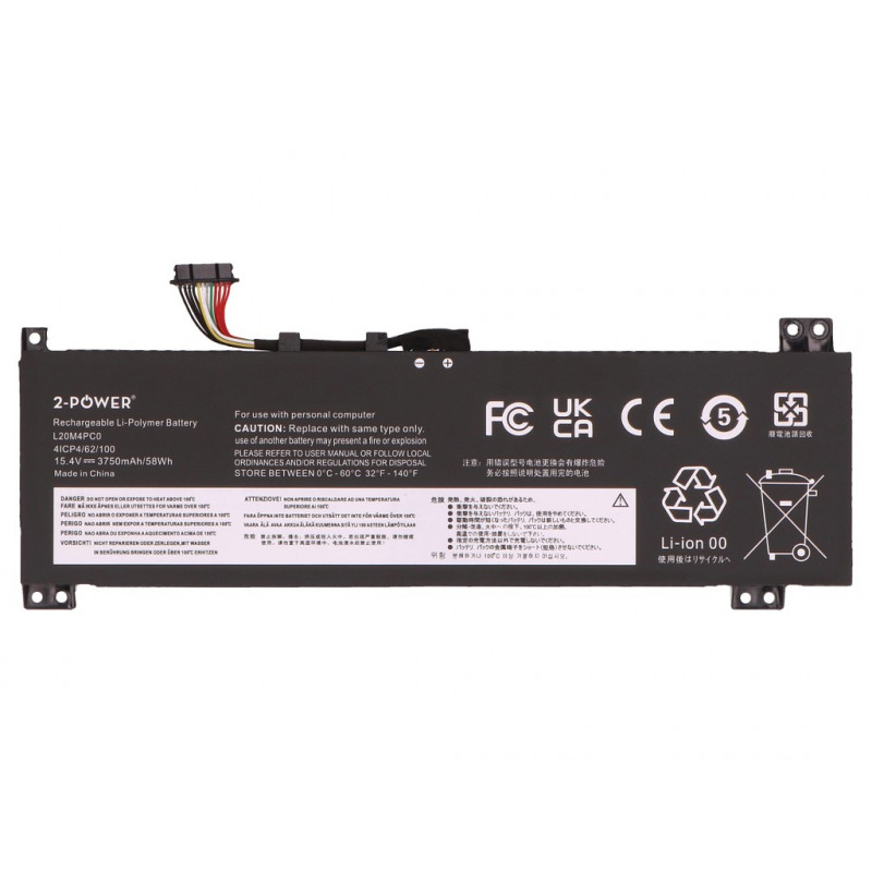 2-power Bateria principal Pack Lenovo Legion 5-15ACH6 82JW - Bateria - 58 mAh (2P-L20C4PC0)