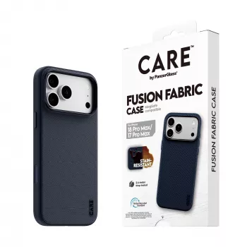 CARE by PanzerGlass Fusion Fabric Capa azul com MagSafe para iPhone 17 Pro Max