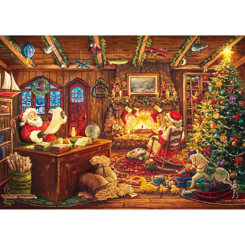 Schmidt Spiele Thomas Kinkade Studios: Santa Checks the Wishlist Puzzle 1000 peças
