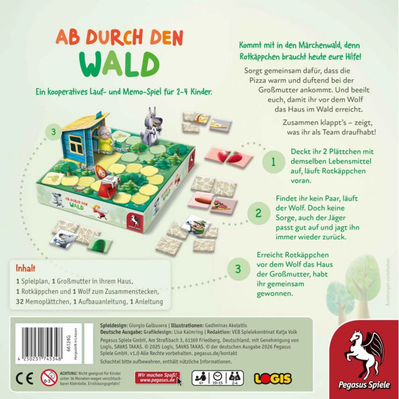 PEGASUS Ab durch den Wald - Jogo de cartas de aventura na floresta para 2-4 jogadores, a partir dos 8 anos