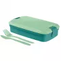 Recipiente retangular para alimentos CURVER Lunch&Go com talheres integrados, 1,4L, azul