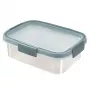 Recipiente retangular para alimentos CURVER Smart Eco Fresh 1L, hermético e à prova de fugas, transparente com clipes verdes