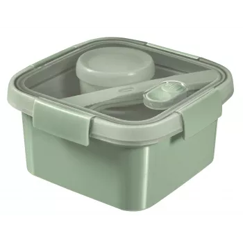 Caixa de armazenamento Lunch Kit quadrada 1,1L Smart Eco To Go 16x16x9cm Soft Green CURVER