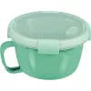 Recipiente redondo para alimentos CURVER Smart To Go Mix Noodles 0,9L transparente com detalhes verdes, sem BPA, à prova de fugas, adequado para micro-ondas e máquina de lavar louça