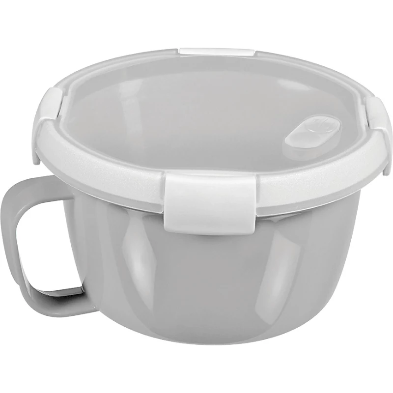 Recipiente redondo para alimentos CURVER Smart To Go Mix Noodles 0,9L transparente com detalhes verdes, sem BPA, à prova de fugas, adequado para micro-ondas e máquina de lavar louça