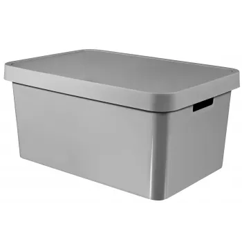 Caixa de armazenamento Curver Infinity Recycled 45L com tampa, cinzento, 56x39x27 cm