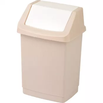 Balde de lixo retangular CURVER Click-It Deco 50L com tampa de botão, bege