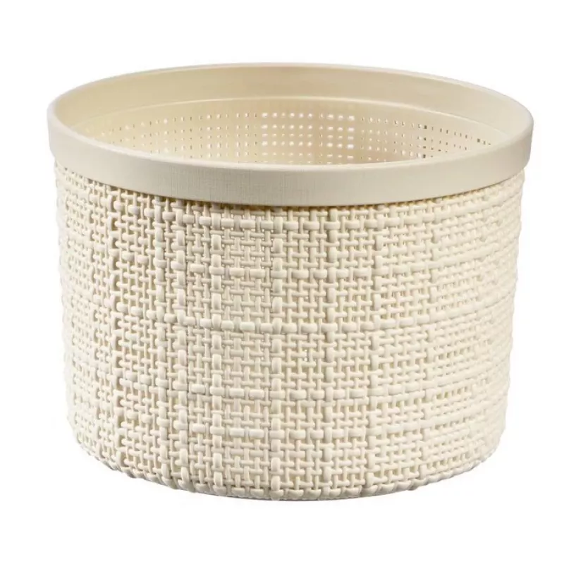 CURVER cesto de arrumação redondo Jute com tampa, 2L, creme, 17x13 cm