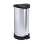 Curver Deco balde do lixo com pedal redondo 50L preto prateado efeito metálico