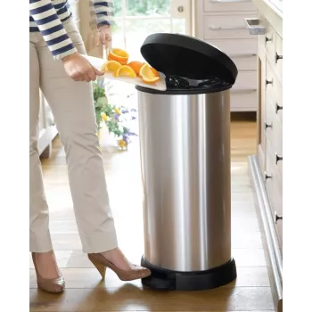 Curver Deco balde do lixo com pedal redondo 50L preto prateado efeito metálico