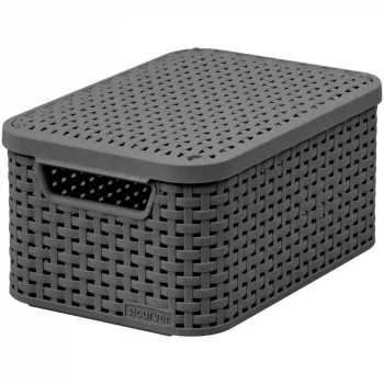 CURVER Style S caixa de arrumação com tampa, 29,1 x 19,8 x 14,2 cm, cinzento-escuro, 8,2L