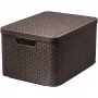 CURVER Style L caixa de arrumação com tampa, 43,6 x 32,6 x 23 cm, castanho-escuro, 32,67 L, dobrável, empilhável, pegas de tecido
