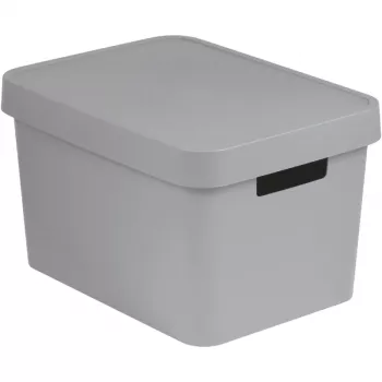 Curver Infinity Recycled 17L caixa de arrumação com tampa, cinzento, 36x27x22 cm
