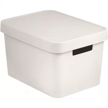 CURVER Infinity Recycled 17L caixa de arrumação com tampa, branco, 36x27x22 cm, 100% plástico reciclado