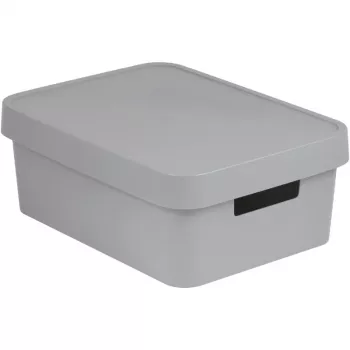 Curver Infinity Recycled 11L caixa de arrumação com tampa, cinzento, 36x27x14cm