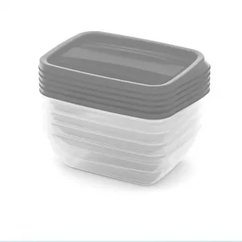 CURVER Conjunto de recipientes de arrumação Vedo 5x0,5L Transparente Cinzento
