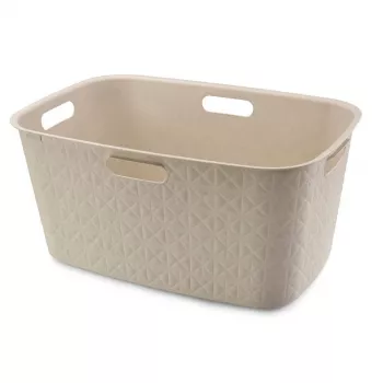 CURVER Cesto de roupa Softex 45L em branco giz, recipiente retangular soft-touch com pegas integradas, 57 x 37 x 27 cm