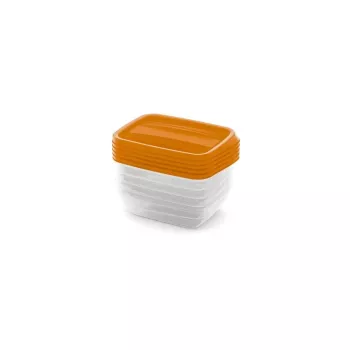 CURVER Conjunto de recipientes de arrumação retangulares Vedo 5x0,5L transparente laranja
