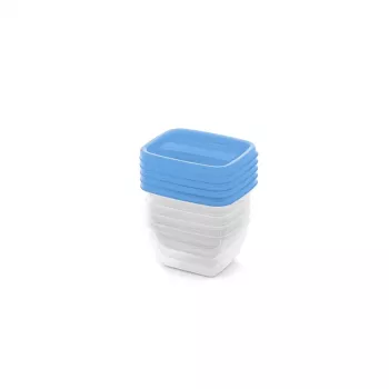 CURVER Conjunto de recipientes de arrumação retangulares 5x0,25L Vedo Transparente Azul
