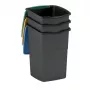 CURVER Conjunto de 3 baldes de lixo Koral 47L – Preto com tampas coloridas, tampas basculantes e de abrir, baldes interiores removíveis, reciclagem interior