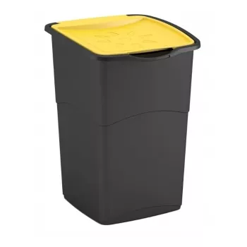 Curver Balde de lixo Koral 47L Preto/Amarelo com tampa basculante