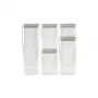 CURVER Conjunto de recipientes para alimentos secos 0,5L + 2x1,2L + 1,8L + 2,4L Kara Transparente/Branco