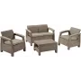 Conjunto de mobiliário de jardim KETER Corfu de 3 peças bege em efeito rattan com almofadas cinzentas