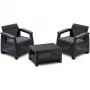 Conjunto de mobiliário de jardim Keter Corfu Weekend para 2 pessoas com mesa de centro, efeito rattan cinzento