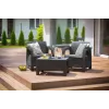 Conjunto de mobiliário de jardim Keter Corfu Weekend para 2 pessoas com mesa de centro, efeito rattan cinzento