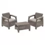 Conjunto de mobiliário de jardim KETER Corfu Weekend bege - 2 cadeiras e mesa de centro, conjunto de lounge exterior em efeito rattan