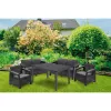 Conjunto de lounge de jardim Keter Corfu Fiesta para 6 pessoas com mesa de refeição, cinzento grafite
