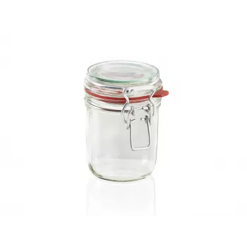 Frasco hermético LEIFHEIT 370 ml - Frasco de conservação hermético com arame e vedante de borracha natural, vidro transparente, conservação de alimentos
