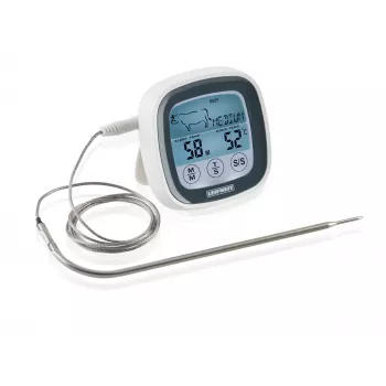 Termómetro digital LEIFHEIT para assar e grelhar com sonda de aço inoxidável, temporizador e programas de carne predefinidos