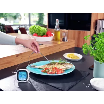 Termómetro digital LEIFHEIT para assar e grelhar com sonda de aço inoxidável, temporizador e programas de carne predefinidos