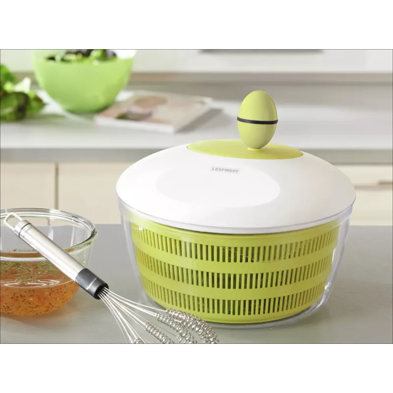 LEIFHEIT Centrífuga de salada Trend 4,5L centrífuga de salada com manivela e taça de servir, tampa verde