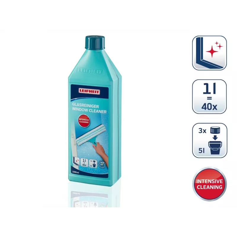 LEIFHEIT Limpa-vidros e janelas Concentrado 1L – fórmula sem deixar marcas, rende 100L