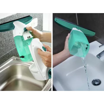 Aspirador de janelas LEIFHEIT Dry&Clean com haste Click System 43 cm, aspirador de janelas eléctrico, branco/turquesa