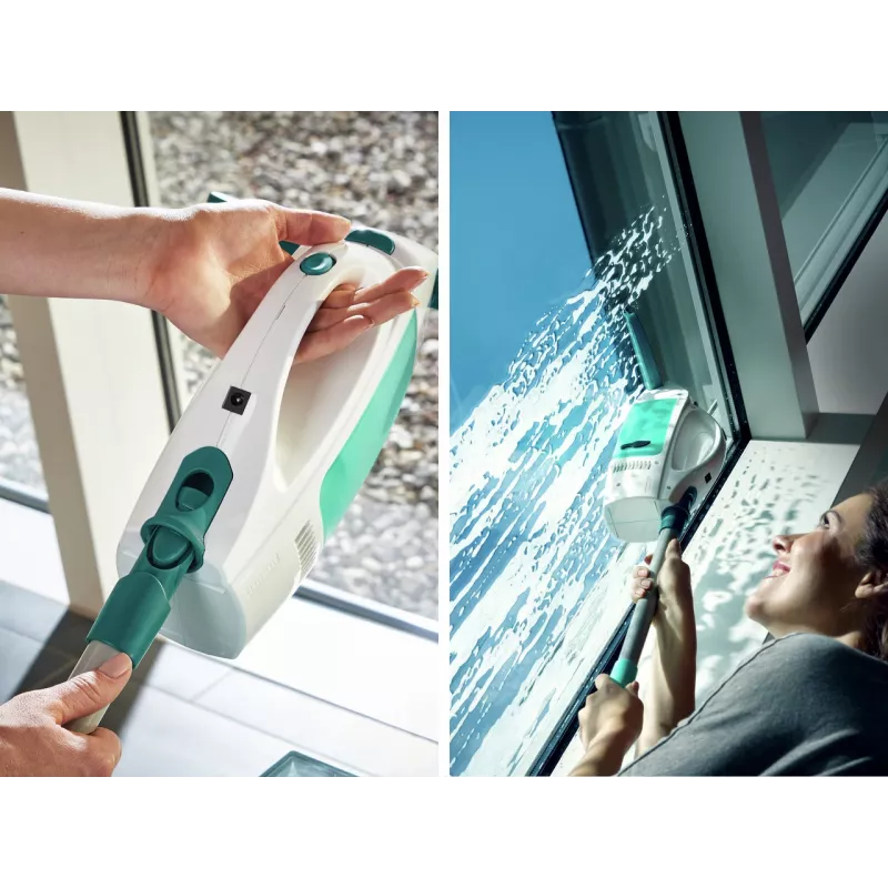 Aspirador de janelas LEIFHEIT Dry&Clean com haste Click System 43 cm, aspirador de janelas eléctrico, branco/turquesa