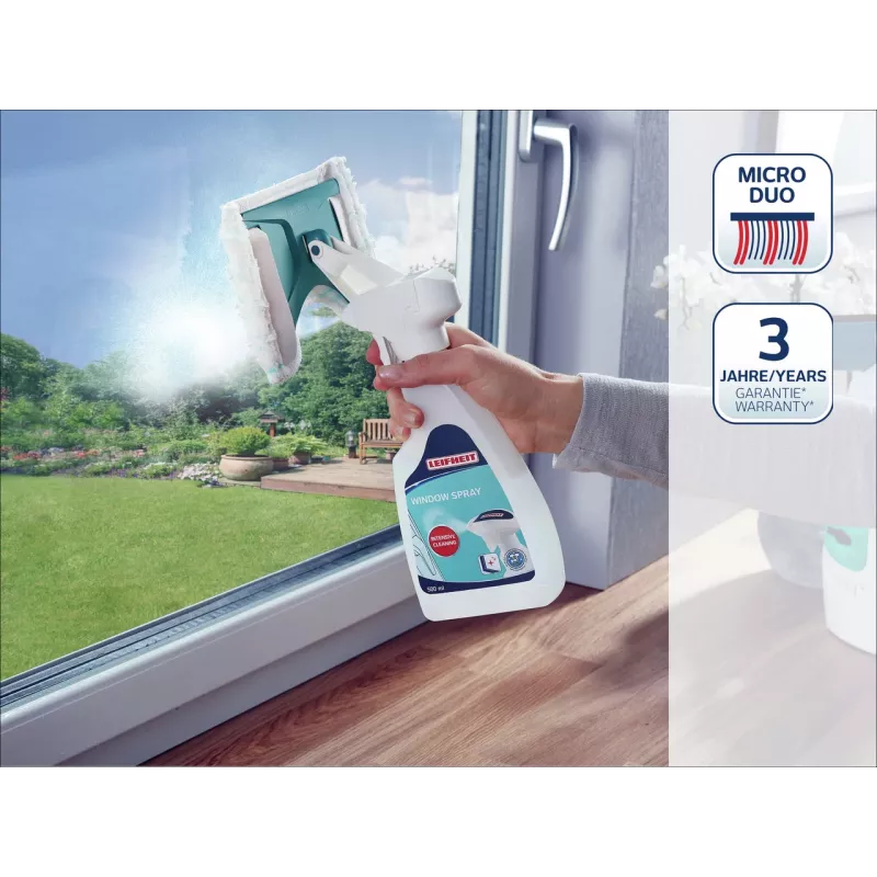 Limpa-vidros concentrado LEIFHEIT com detergente, 500 ml, fórmula sem deixar marcas para janelas, espelhos, vidro, cabines de duche, azulejos, compatível com aspiradores de janelas e limpeza manual